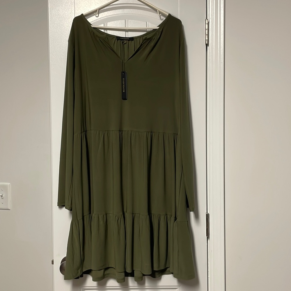 Olive green tiered dress